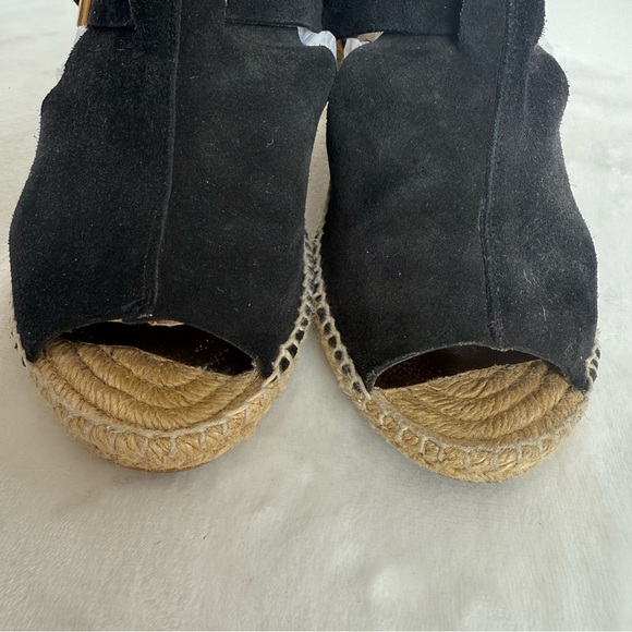 Black Suede Wedge Sandals Made in Spain - Picture 2 of 6